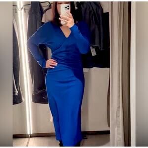 ZARA WRAP NECK DRAPED DRESS